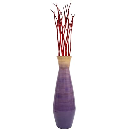 28 Classic Bamboo Floor Vase Handmade, For Dining, Living Room, Entryway, Glossy Purple